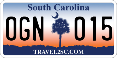 SC license plate OGN015