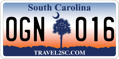 SC license plate OGN016