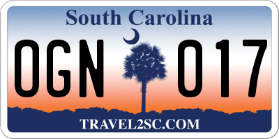 SC license plate OGN017