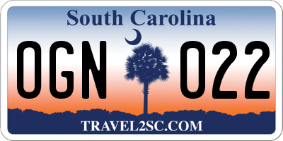 SC license plate OGN022