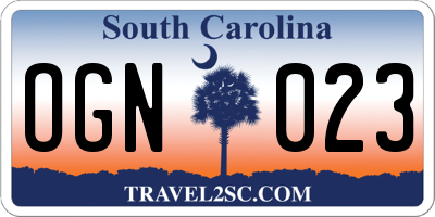 SC license plate OGN023