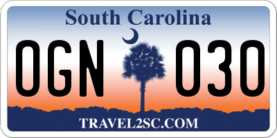 SC license plate OGN030