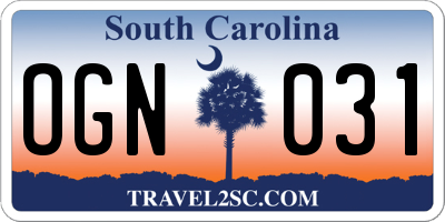 SC license plate OGN031