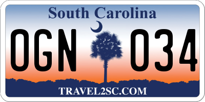 SC license plate OGN034