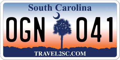 SC license plate OGN041