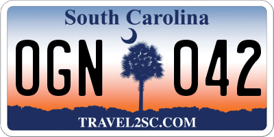 SC license plate OGN042