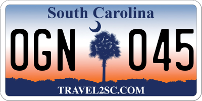 SC license plate OGN045