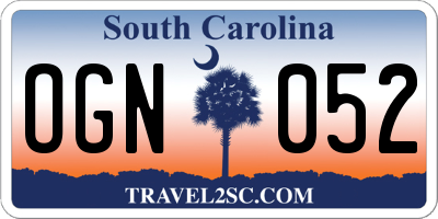 SC license plate OGN052