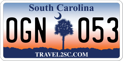 SC license plate OGN053