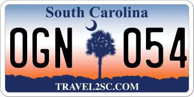 SC license plate OGN054