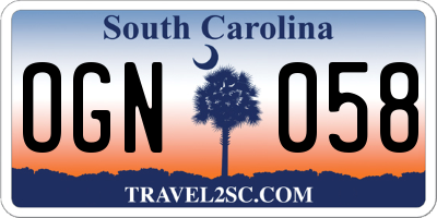 SC license plate OGN058