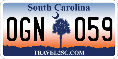 SC license plate OGN059