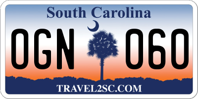 SC license plate OGN060