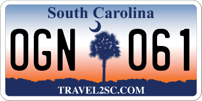 SC license plate OGN061