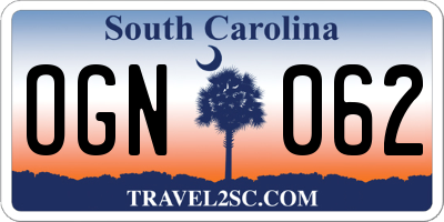 SC license plate OGN062