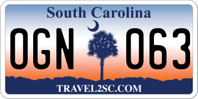SC license plate OGN063