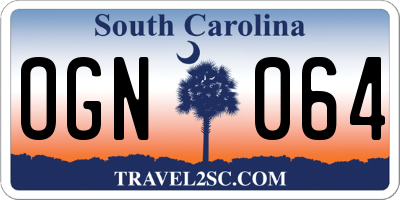 SC license plate OGN064