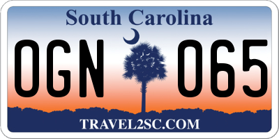 SC license plate OGN065