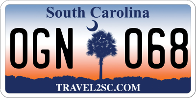 SC license plate OGN068