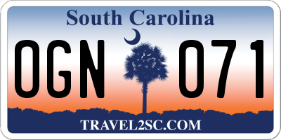 SC license plate OGN071