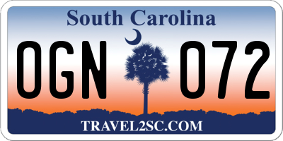 SC license plate OGN072