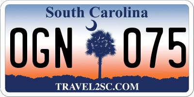 SC license plate OGN075