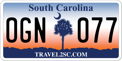 SC license plate OGN077