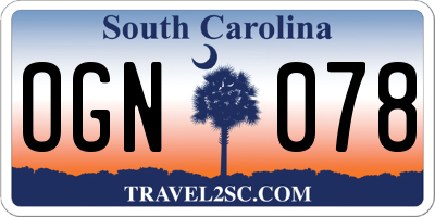 SC license plate OGN078