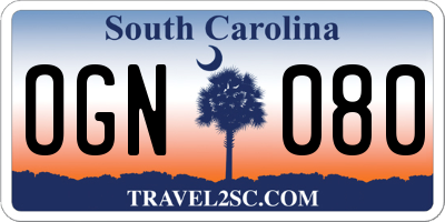 SC license plate OGN080