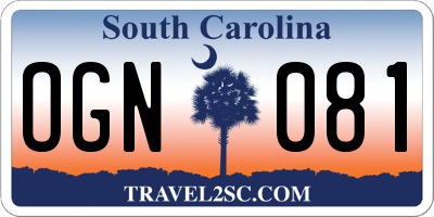SC license plate OGN081