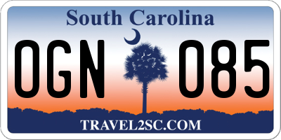 SC license plate OGN085