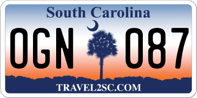 SC license plate OGN087