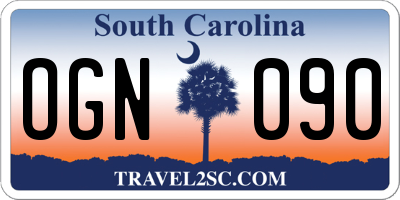 SC license plate OGN090
