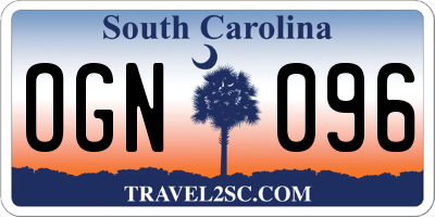 SC license plate OGN096