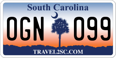SC license plate OGN099