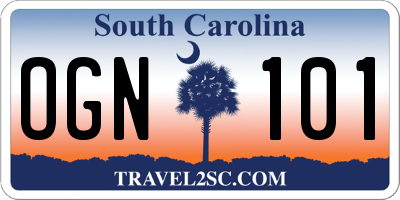 SC license plate OGN101
