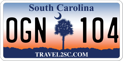 SC license plate OGN104