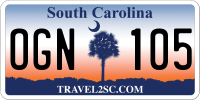 SC license plate OGN105