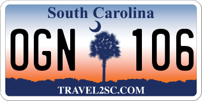 SC license plate OGN106