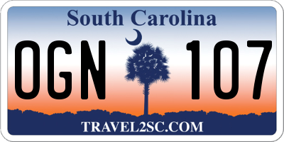SC license plate OGN107