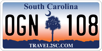 SC license plate OGN108