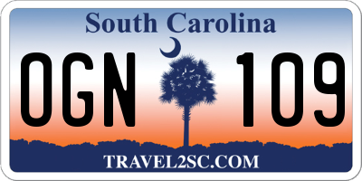 SC license plate OGN109
