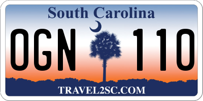 SC license plate OGN110