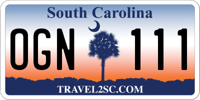 SC license plate OGN111