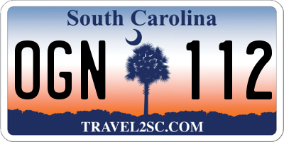 SC license plate OGN112