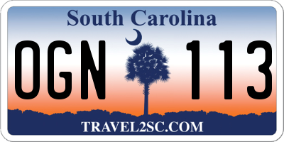 SC license plate OGN113