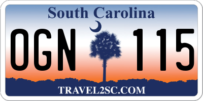 SC license plate OGN115