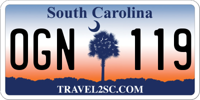 SC license plate OGN119