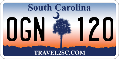 SC license plate OGN120