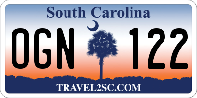 SC license plate OGN122